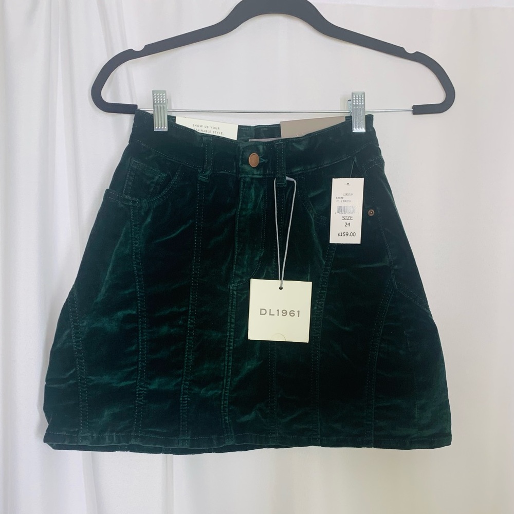 DL1961 Georgia Pine Green Denim Skirt